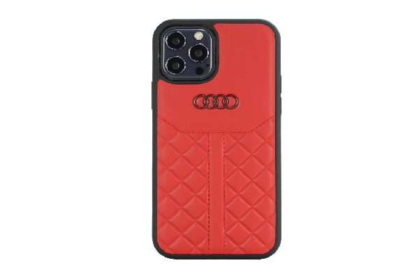 Audi iPhone 12 Pro Max case - Genuine Leather - Red