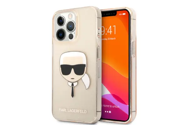 Karl Lagerfeld iPhone 13 Pro case - Karl's head - Gold