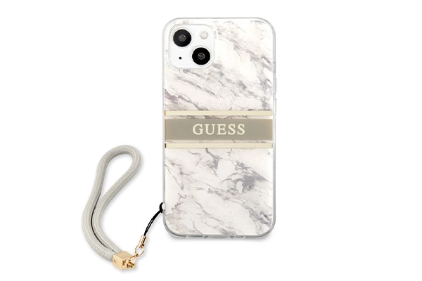 Guess iPhone 13 cover - with strap - marble gray