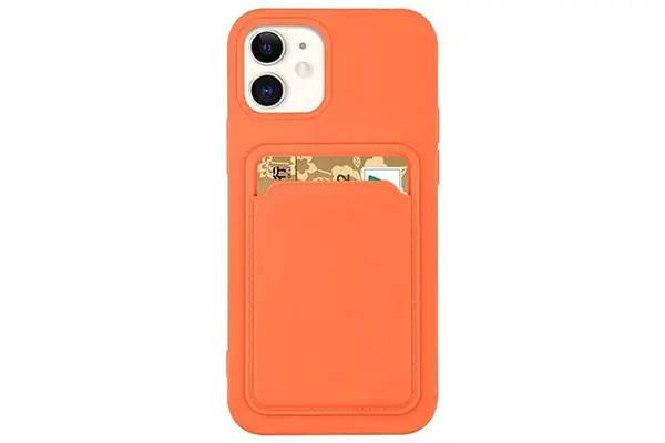 silicone case with card holder iphone 13 - orange
