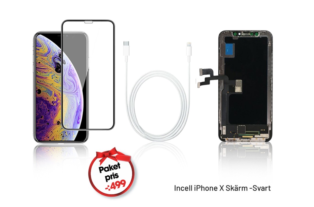 iPhone X incell screen & screen protector & cable