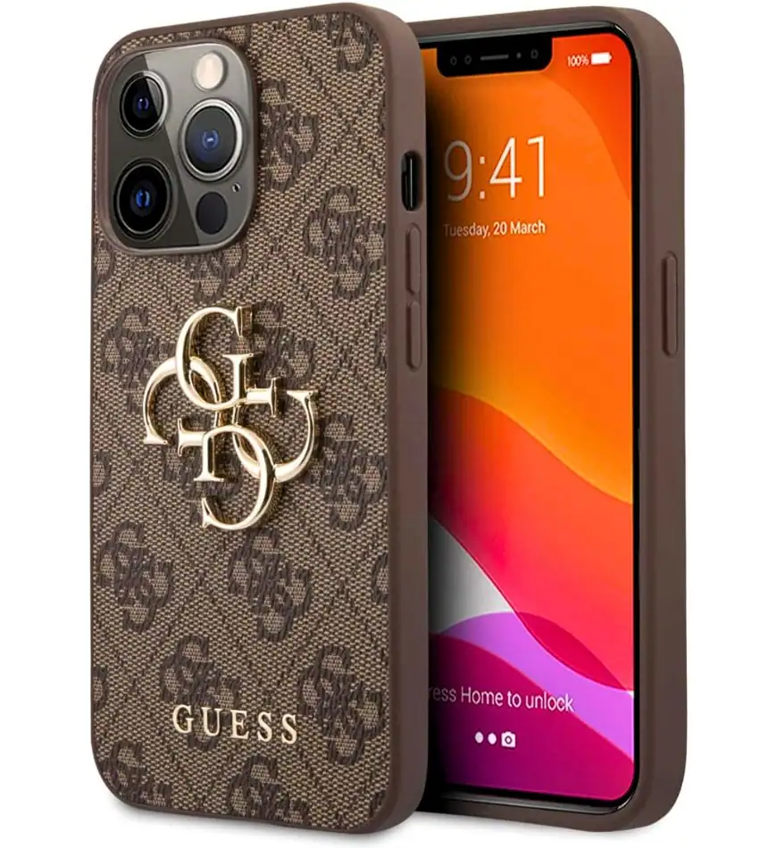 Guess 4G big metal logo iPhone 13 pro case - brown