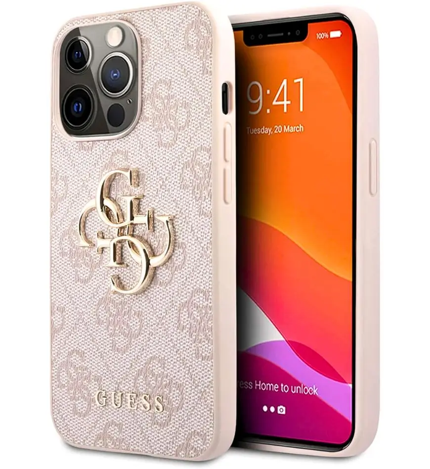 Guess 4G big metal logo iPhone 13 case - Pink