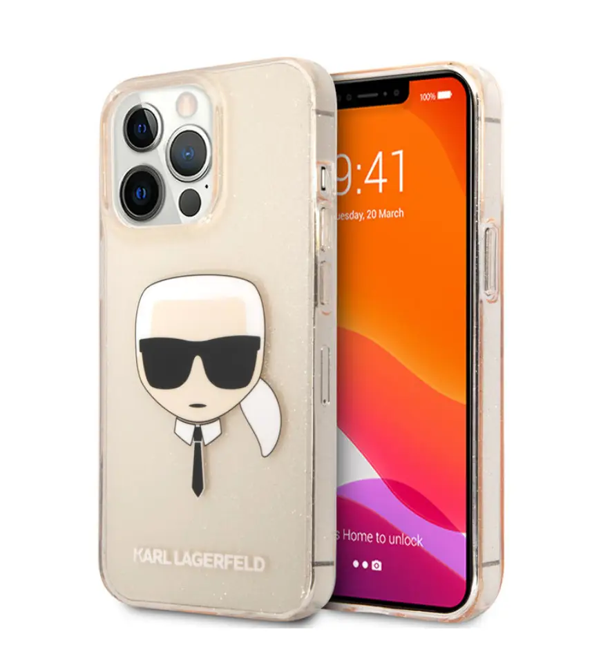 Karl Lagerfeld Iphone 13 pro Cover Full Glitter Gold