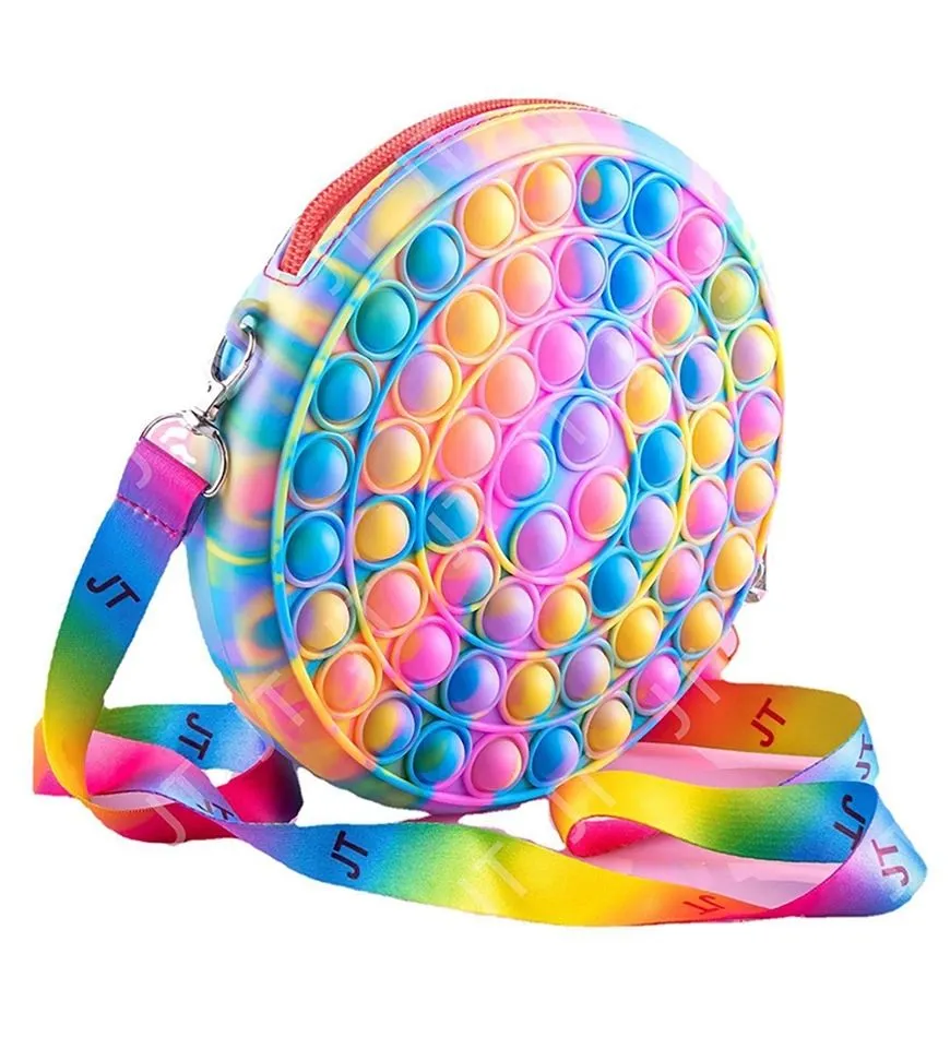 Push Bubble Fidget Toy Sensory Pop it Bag Simple Dimple Handbag Rainbow